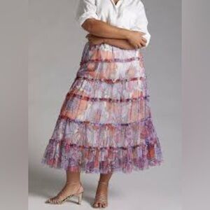 NWT Anthropologie Maeve Tiered Tulle Maxi Skirt